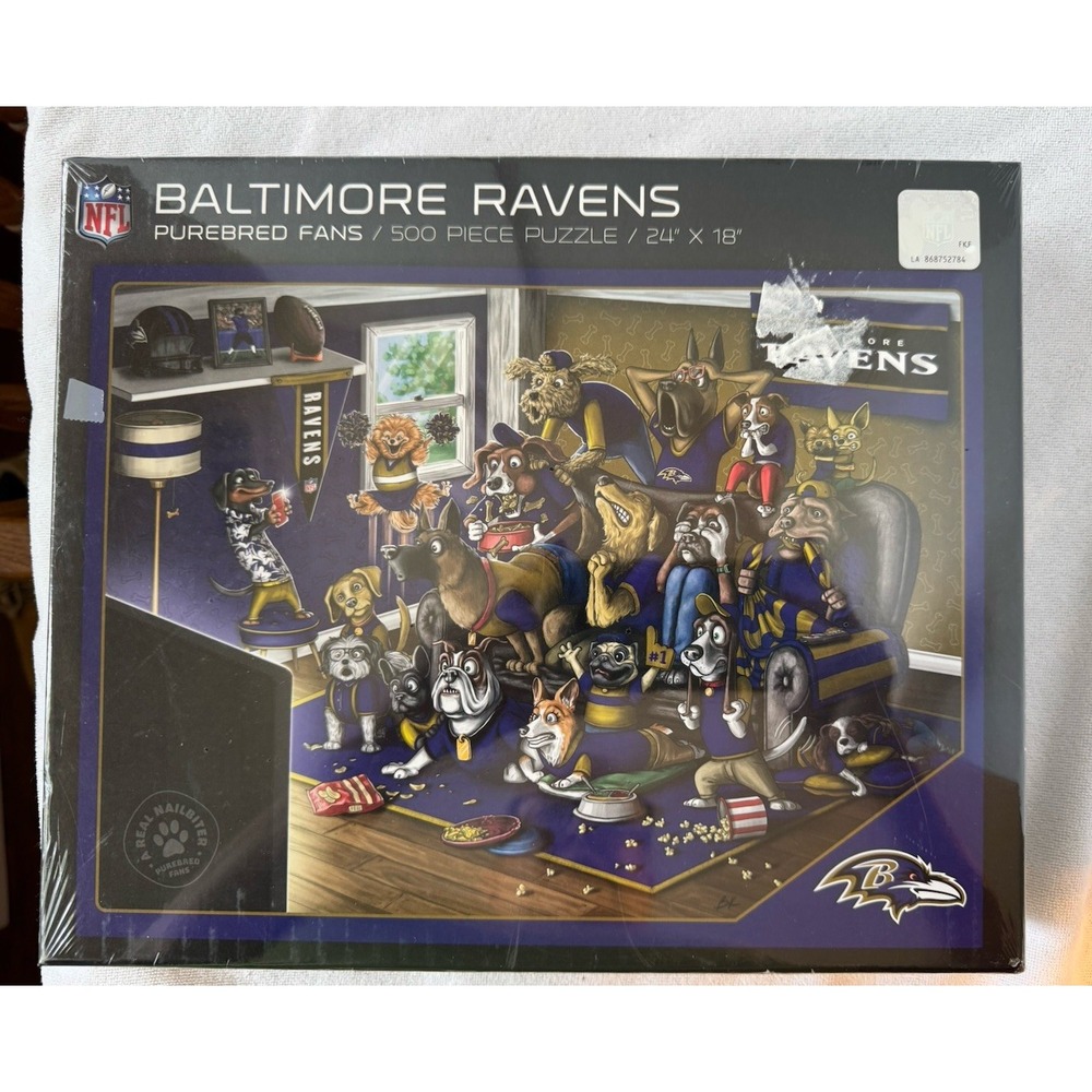 NFL Purebred Fans 500 Piece Jigsaw Puzzle Baltimore Ravens Sealed New 24"x18"